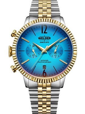 Welder Moody WWRC472 Quartz Çelik Altın/gri Mavi Kadran 45 mm Erkek Kol Saati