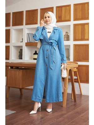 Neways 6458-ALLERLI Denim Trençkot Mavi