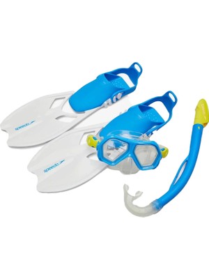 Speedo Unisex Çocuk Maske Şnorkel Palet Set Dual Mavi