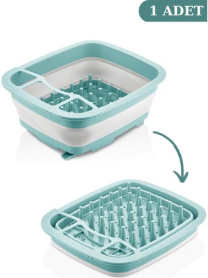 Flosoft Katlanabilir Bulaşıklık & Badya, Akordiyon Kaşıklık Bölmeli Tabaklık Kurutmalık Badya 1 Adet