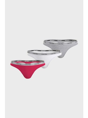 Calvin Klein Streç Pamuklu 3 Pack Tanga Külot 000QD5209ENP4 Bayan Külot 000QD5209E Np4