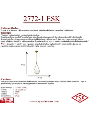 Eray Aydınlatma Opal Camlı Tekli Eskitme Avize