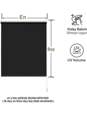 Mekstor Siyah Güneşlik Stor Perde Etek Düz