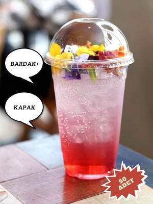 Pem Ambalaj Plastik Pet Milkshake Limonata Bardak Kapaklı 50 Adet