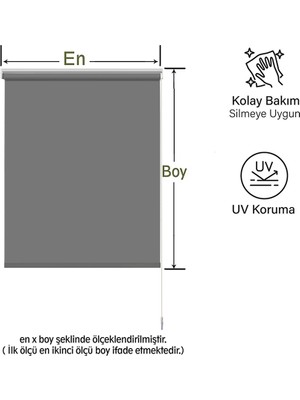 Mekstor Antrasit Güneşlik Stor Perde ( Etek Düz )