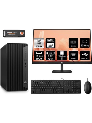 Hp Pro Tower 400 G9 Intel Core I7 12700 12GB 1tb SSD 23.8" Fhd Monitör 6U3M9EA W11H Masaüstü Bilgisayar & Per4 USB Bellek 6U3M9EAMNT358