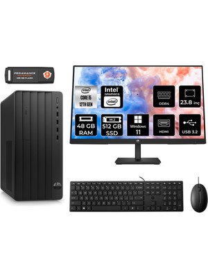 Hp Pro Tower 290 G9 Intel Core I5 12500 48GB 512GB SSD 23.8" Fhd Monitör 6D3A5EA W11H Masaüstü Bilgisayar & Per4 USB Bellek 6D3A5EAMNT392