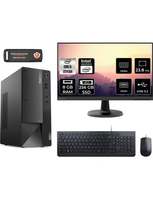 Lenovo Thinkcentre Neo 50T Intel Core I5 12400 8gb 256GB SSD 23.8" Fhd Monitör Fdos 11SE00BJTX Masaüstü Bilgisayar & Per4 USB Bellek  11SE00BJTXMNT301