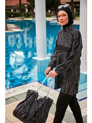 Marina Desenli Tam Kapalı Tesettür Mayo R2406