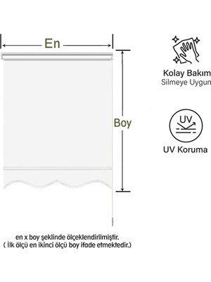 Mekstor Beyaz Güneşlik Stor Perde ( Etek Dilimli )