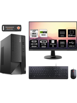 Lenovo Thinkcentre Neo 50T Intel Core I5 12400 48GB 2tb SSD GTX1650/4GB 23.8" Fhd Monitör W11P 11SE00BJTX Masaüstü Bilgisayar & Per4 USB Bellek 11SE00BJTXMNT4444