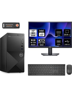 Dell Vostro 3910MT Intel Core I5 12400 16GB 512GB SSD 23.8" Fhd Monitör Fdos N7519VDT3910 & Masaüstü Bilgisayar & Per4 USB Bellek N7519VDT3910MNT312