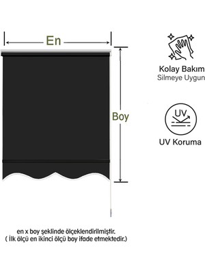 Mekstor Siyah Güneşlik Stor Perde Etek Dilimli