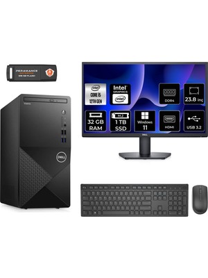 Dell Vostro 3910MT Intel Core I5 12400 32GB 1tb SSD 23.8" Fhd Monitör W11P N7519VDT3910 & Masaüstü Bilgisayar & Per4 USB Bellek N7519VDT3910MNT428