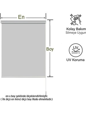 Mekstor Gri Güneşlik Stor Perde Etek Dilimli