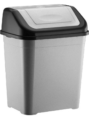 Deembro 52 Lt Büyük Boy Çöp Kovası Tek Kapaklı Gri Mutfak Banyo Ofis Atık Kutusu Cafe Otel Çöp