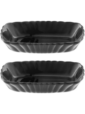 Paşabahçe 53392 Mezze Cam 2li Çerezlik Meze Tabağı Kahvaltılık Siyah 18CM