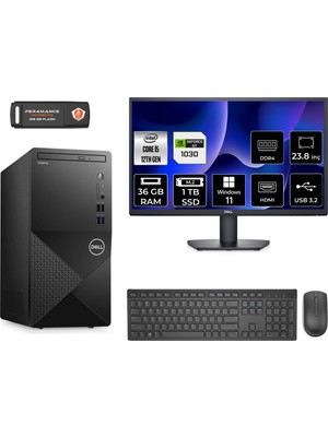 Dell Vostro 3910MT Intel Core I5 12400 36GB 1tb SSD GT1030/4GB 23.8" Fhd Monitör W11P N7519VDT3910 & Masaüstü Bilgisayar & Per4 USB Bellek N7519VDT3910MNT3433