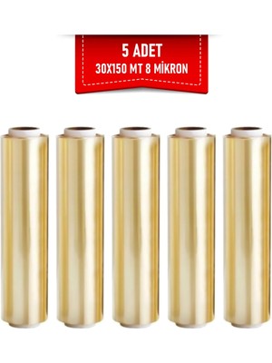 Floraplast Dayanıklı Steril Esnek 30 cm 150 mt 8 Mic Mutfak Streç 5 Adet