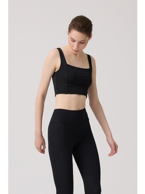 COTTONHILL Siyah Kare Yaka Crop Top Büstiyer