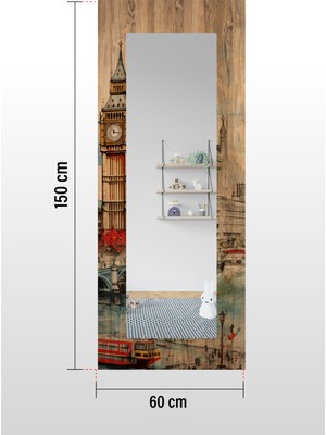 Hediyeler Kapında Elizabeth Tower Ahşap Dekoratif Boy Aynası 150X60CM