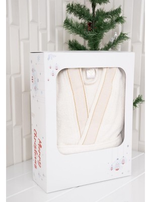 Baveno Home  Pamuk Yetişkin Unisex Desenli Kutulu Bornoz