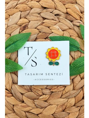 Rozet Metal Broş Yaka Çanta Kıyafet Şapka Takı Aksesuar Ayçiçeği Gün Çiçeği Günebakan Gündöndü