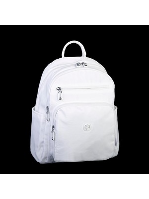 Nas Bag Kadın Çok Gözlü Hafif Su Geçirmez Unisex  (Water Proof) Çanta Beyaz