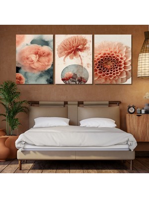 Gaagart 3'lü Kanvas Duvar Tablosu Soft Yıldız Çiçeği Tasarımı