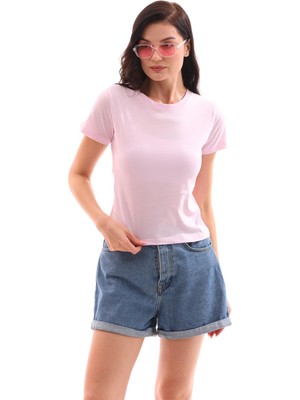 Şimal Kadın Bisiklet Yaka Kısa Kol Basic Tişört