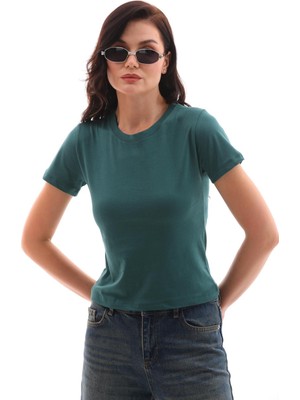 Şimal Kadın Bisiklet Yaka Kısa Kol Basic Tişört