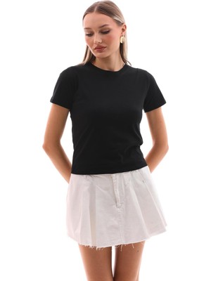 Şimal Kadın Bisiklet Yaka Kısa Kol Basic Tişört