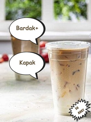 Pem Ambalaj 12 OZ Plastik Pet Milkshake Limonata Bardak Kapaklı 50 Adet