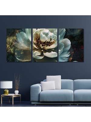 Gaagart 3'lü Kanvas Duvar Tablosu Güzel Yakın Çekim Çiçek Görseli