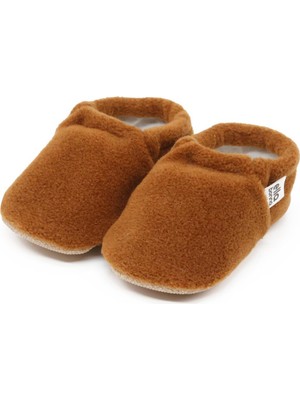 Ella Bonna Polar Bebek Pandufu Ev Patiği, Kaydırmaz Taban, Organik Pamuk Astar Kreş Ayakkabısı, Taba