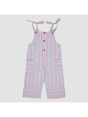 Panço Kız Bebek Çizgi Desenli Salopet