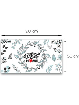 Decorita Cam Kapı Önü Paspası | Kaydırmaz Cam Paspas | Welcome Home - Soft Flower Desen |