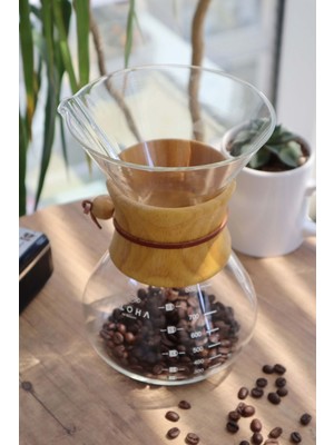 Aloha Ahşap Tutamaçlı Chemex 800ML 6 Bardak