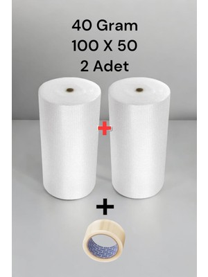 Hbnc ( 40 Gram ) 2 Adet 100 cm X 50 Metre Balonlu Ambalaj Naylonu Pat Pat Baloncuklu Havalı Pıt Pıt (Koli Bandı Hediye)