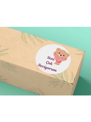 Casalinghi Sevimli Ayıcık Seni Çok Seviyorum Etiketi Yuvarlak Mat Sticker 4 cm 33 Adet