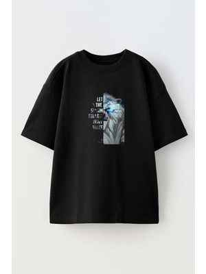 Nmg Tekstil Unisex Siyah Oversize Pamuk Volibear Lol Baskılı Örme T-Shirt