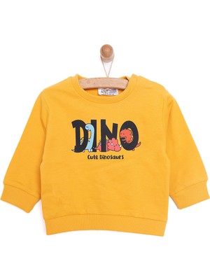 Hello Baby Basic Az Şardonlu Dino Baskılı Sweatshirt Erkek Bebek