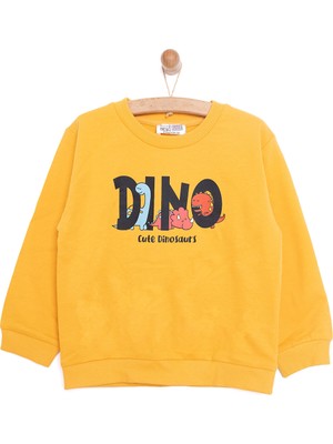 Hello Baby Basic Az Şardonlu Dino Baskılı Sweatshirt Erkek Bebek