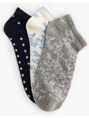 Koton 3'lü Patik Çorap Seti Çiçek Desenli Çok Renkli