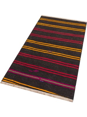 Grand Hedef Halı Sarı Kırmızı Rengi Çizgili Deesn Vintage Kilim