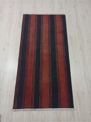 Grand Hedef Halı Sıyah Koyu Kahve Rengi El Dokuma Vintage Kilim