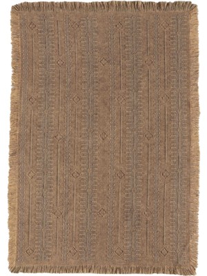 Carpetrium Home Antique Trk Light Brown - Dört Tarafı Saçaklı Pamuklu Yıkanabilir Kilim