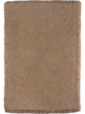 Carpetrium Home Antique Mnc Light Brown - Dört Tarafı Saçaklı Pamuklu Yıkanabilir Kilim