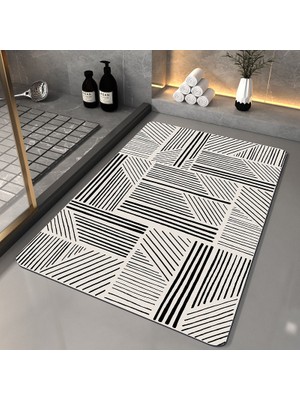 Yaci Shop N8 Tarzı 60X90CM Süper Emici Banyo Paspas Kaymaz Banyo Halısı Diatom Çamur Çabuk Kuruyan Geometri Banyo Paspas Giriş Kapısı Iskandinav Paspaslar (Yurt Dışından)