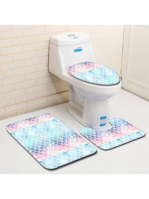 Yaci Shop Cu Stili Fales Banyo Paspas Kaymaz Banyo Halıları 3D Klozet Kapağı Polar Yatak Odası Halısı Ev Dekor Paspas Anti Kayma Battaniye (Yurt Dışından)